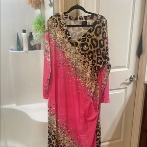 Rebels Asymmetrical Pink and Black Long Sleeve Dress